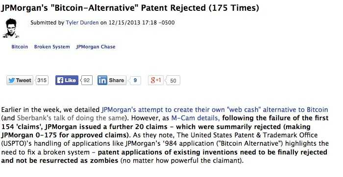 JP Morgan Blockchain Patent